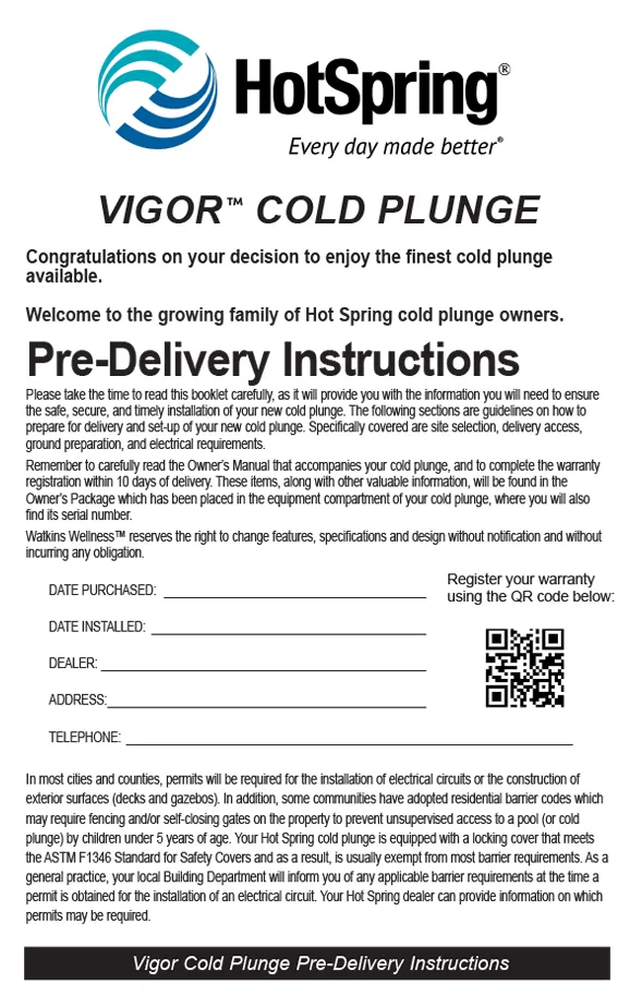 pre delivrery Cold Plunge